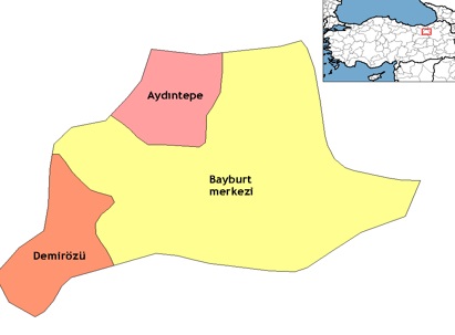 Bayburt ilçeleri ilçe haritası