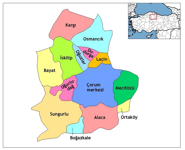 Çorum ilçe haritası