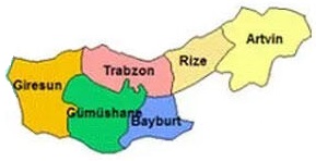 Doğu karadeniz illeri ve şehir haritası