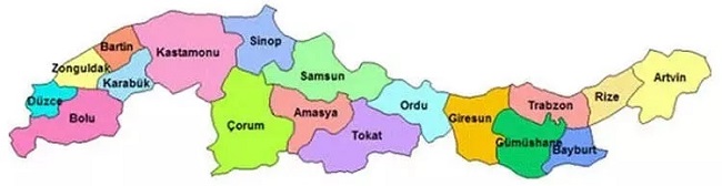 karadeniz bölgesi il isimleri
